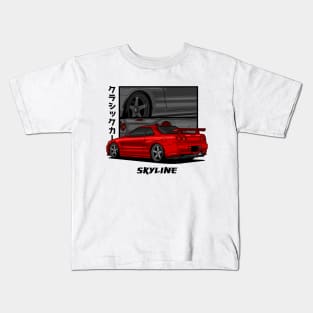 JDM Red Skyline R34 GTR Kids T-Shirt